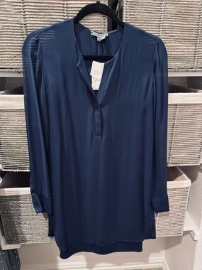 Navy Long Sleeve Tunic Blouse
